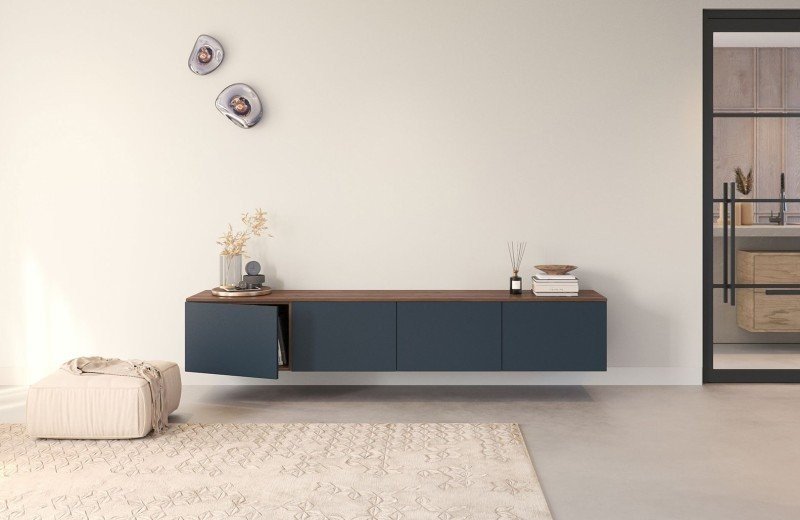 Large jpg stijl hangmeubel indigo blauw industriele draaideur hr