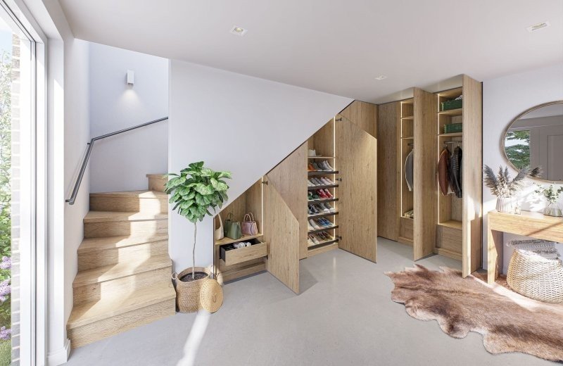 Large jpg stijl schuine draaideur op maat eiken natuur open