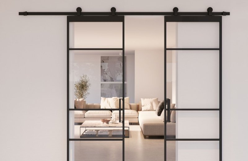 Medium jpg stijl industriele schuifdeur zwart rechts open